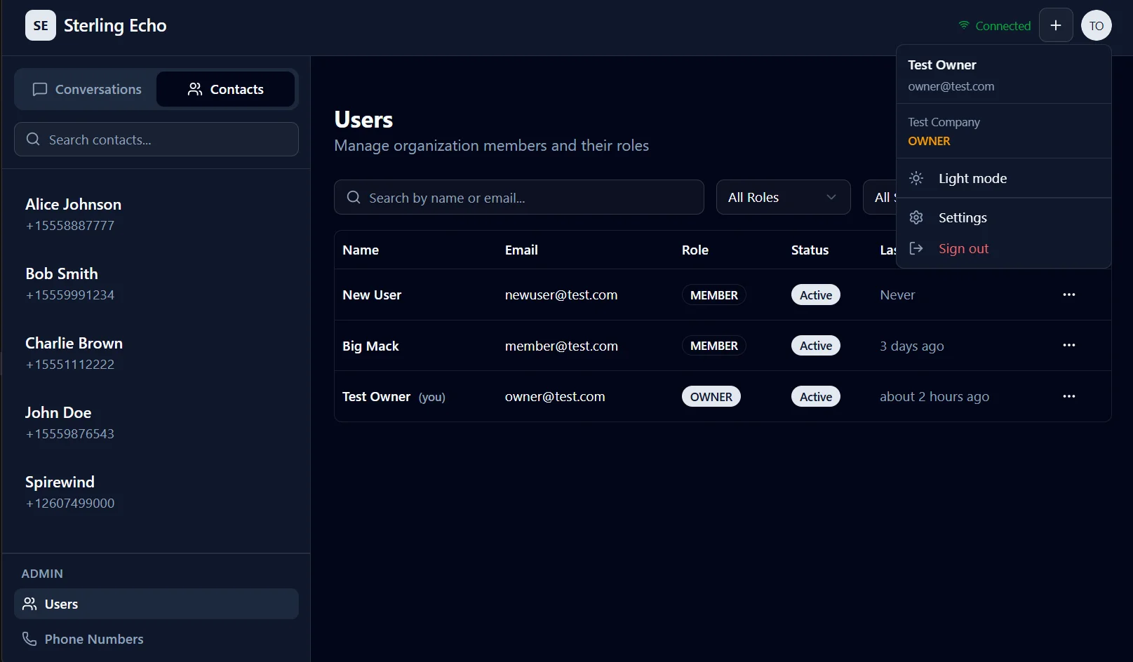 Sterling Echo User Management